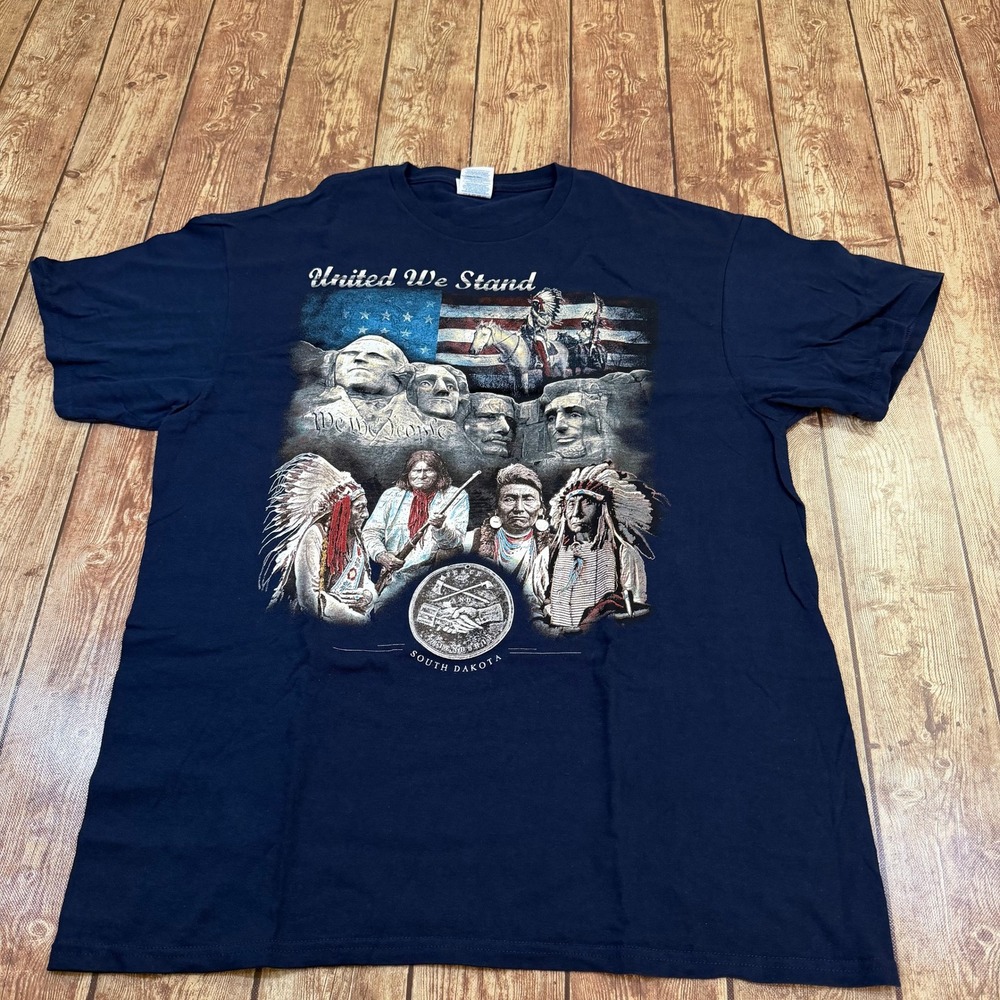 Delta Pro Weight United We Stand T Shirt Mens Large Navy Blue Graphic Tee